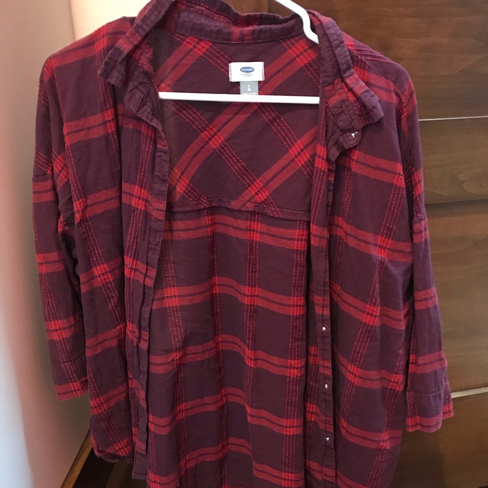 Old Navy red flowy flannel